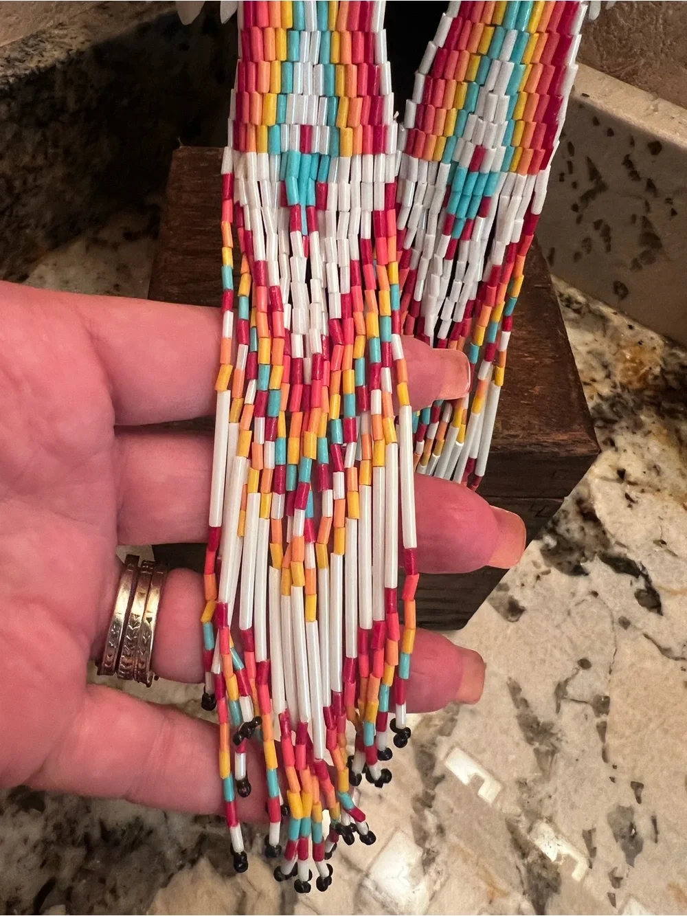Handmade Beaded Fringe Statement Earrings | Boho Western | 10” Long